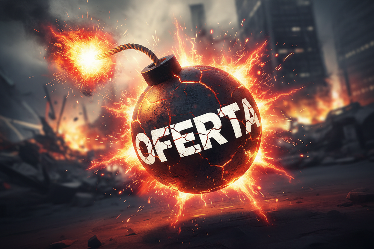 una bomba a punto de estallar con la palabra OFERTA